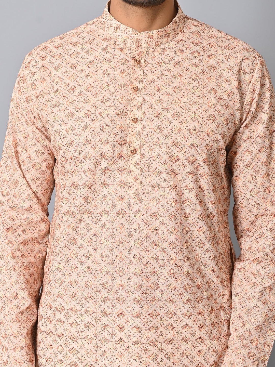 Embroidered Beige Kurta Set