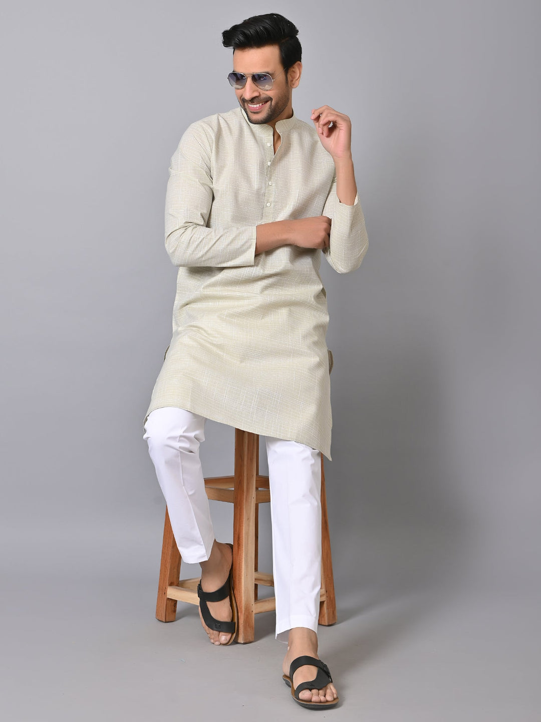 Solid Silver Kurta Set