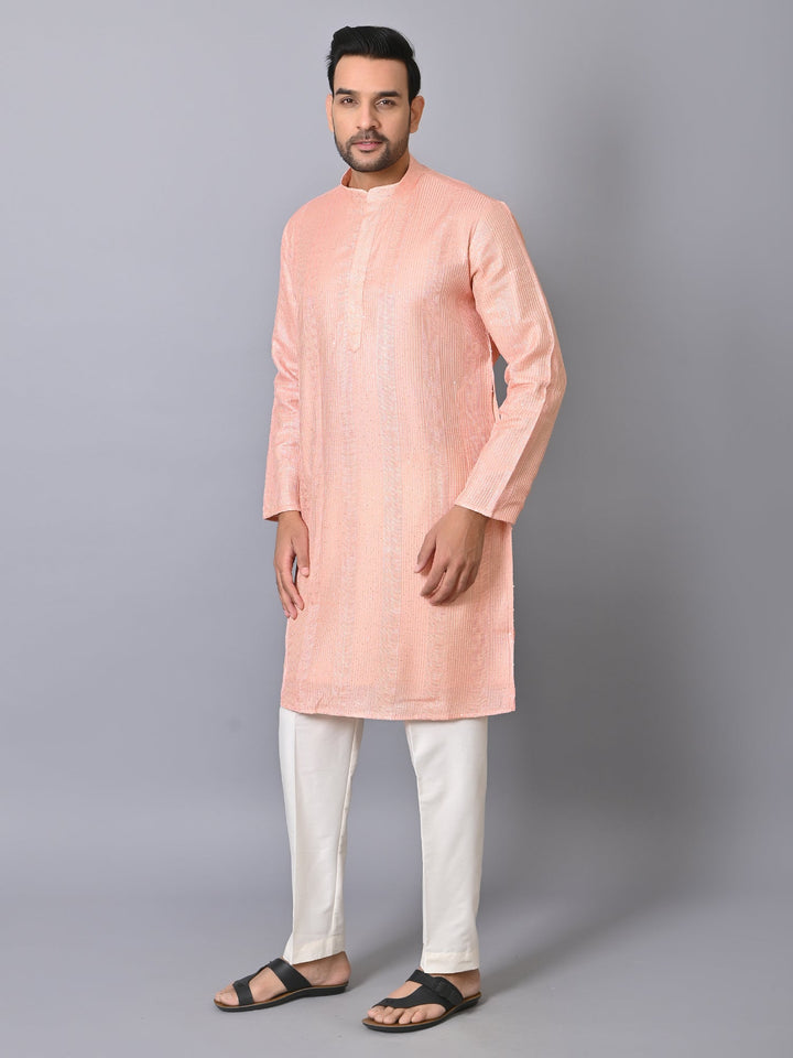 Striped Peach Kurta Set