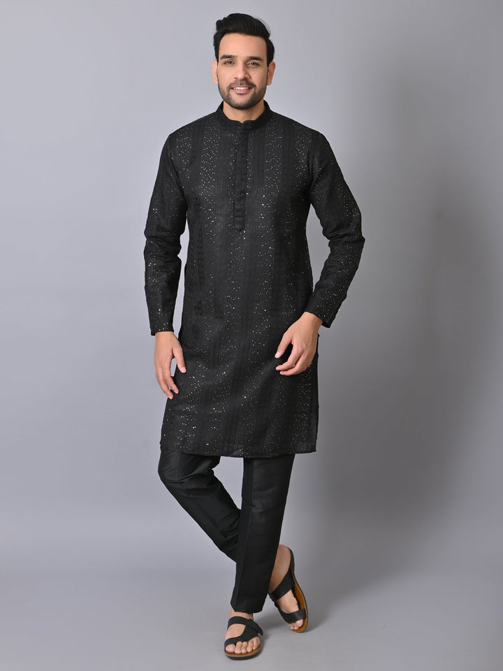 Striped Black Kurta Set