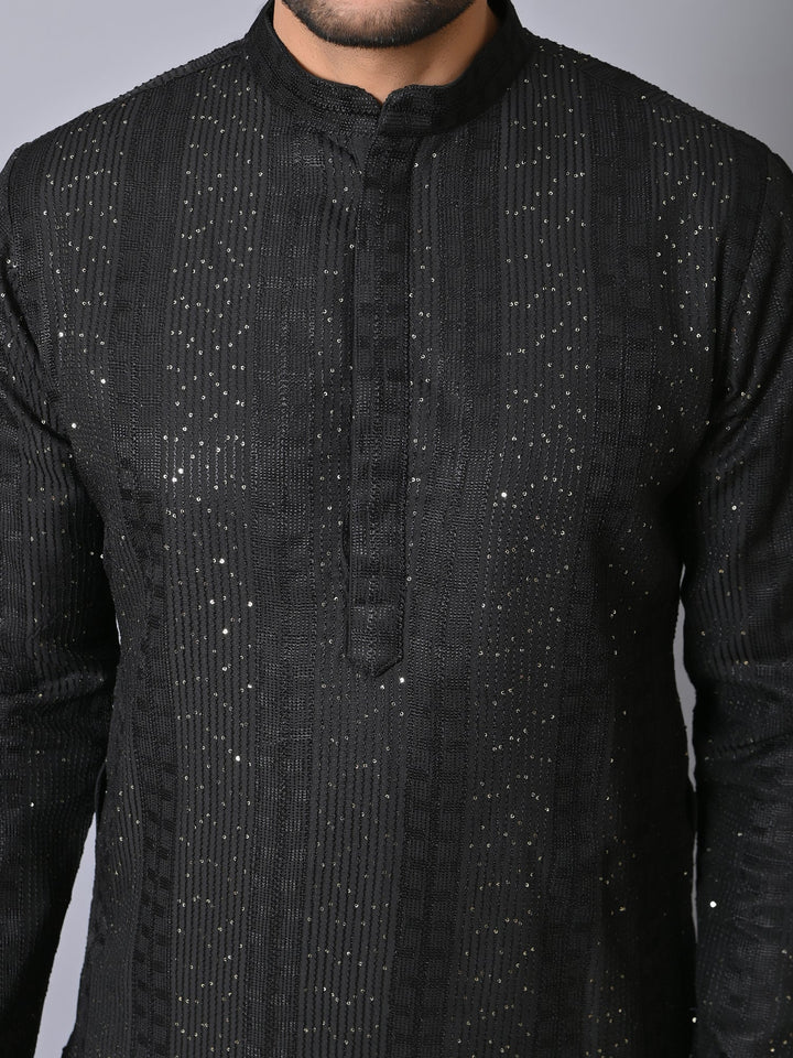 Striped Black Kurta Set