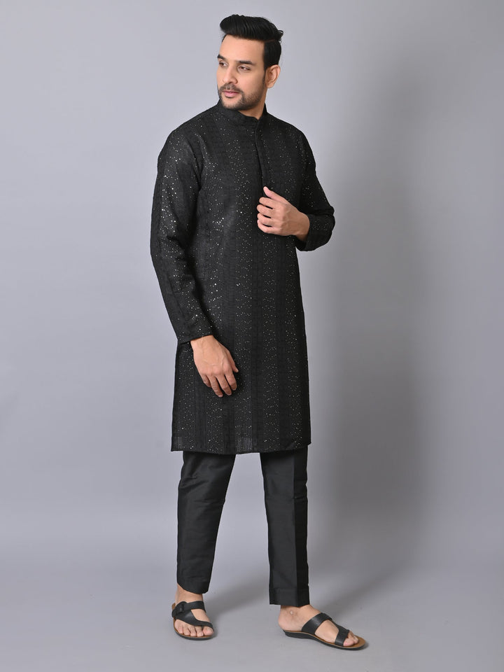 Striped Black Kurta Set
