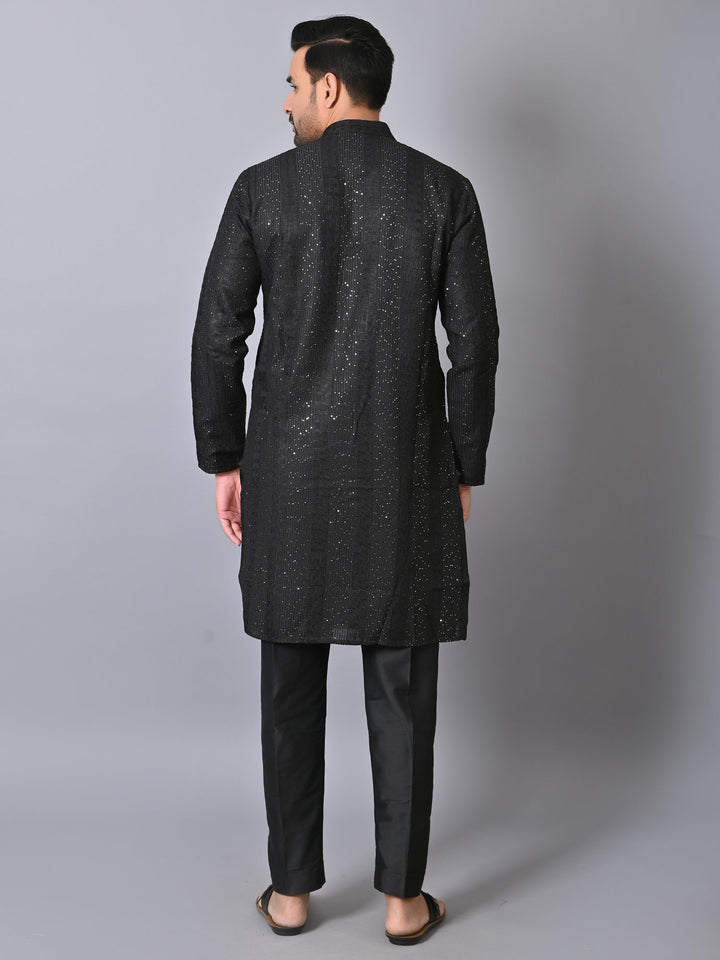 Striped Black Kurta Set