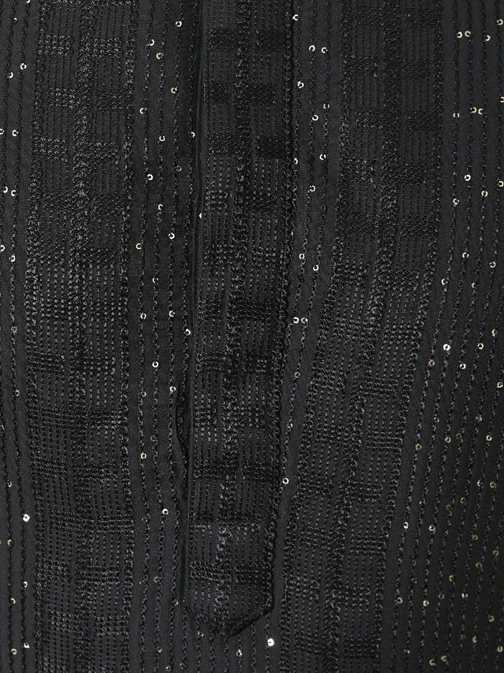 Striped Black Kurta Set