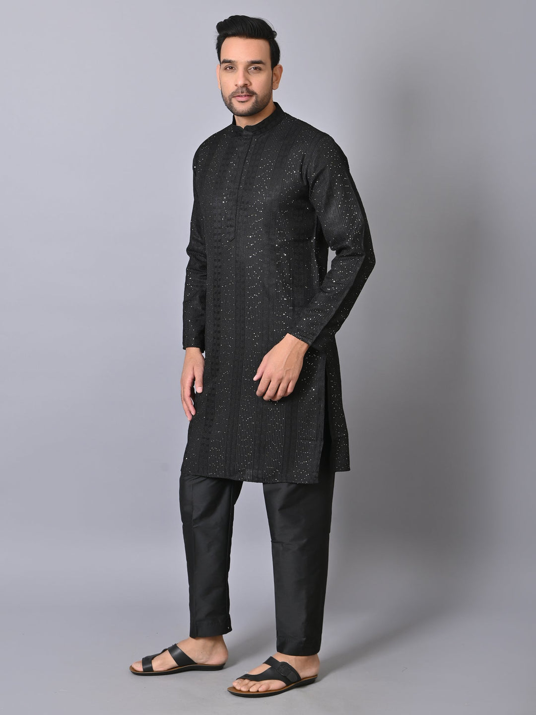 Striped Black Kurta Set