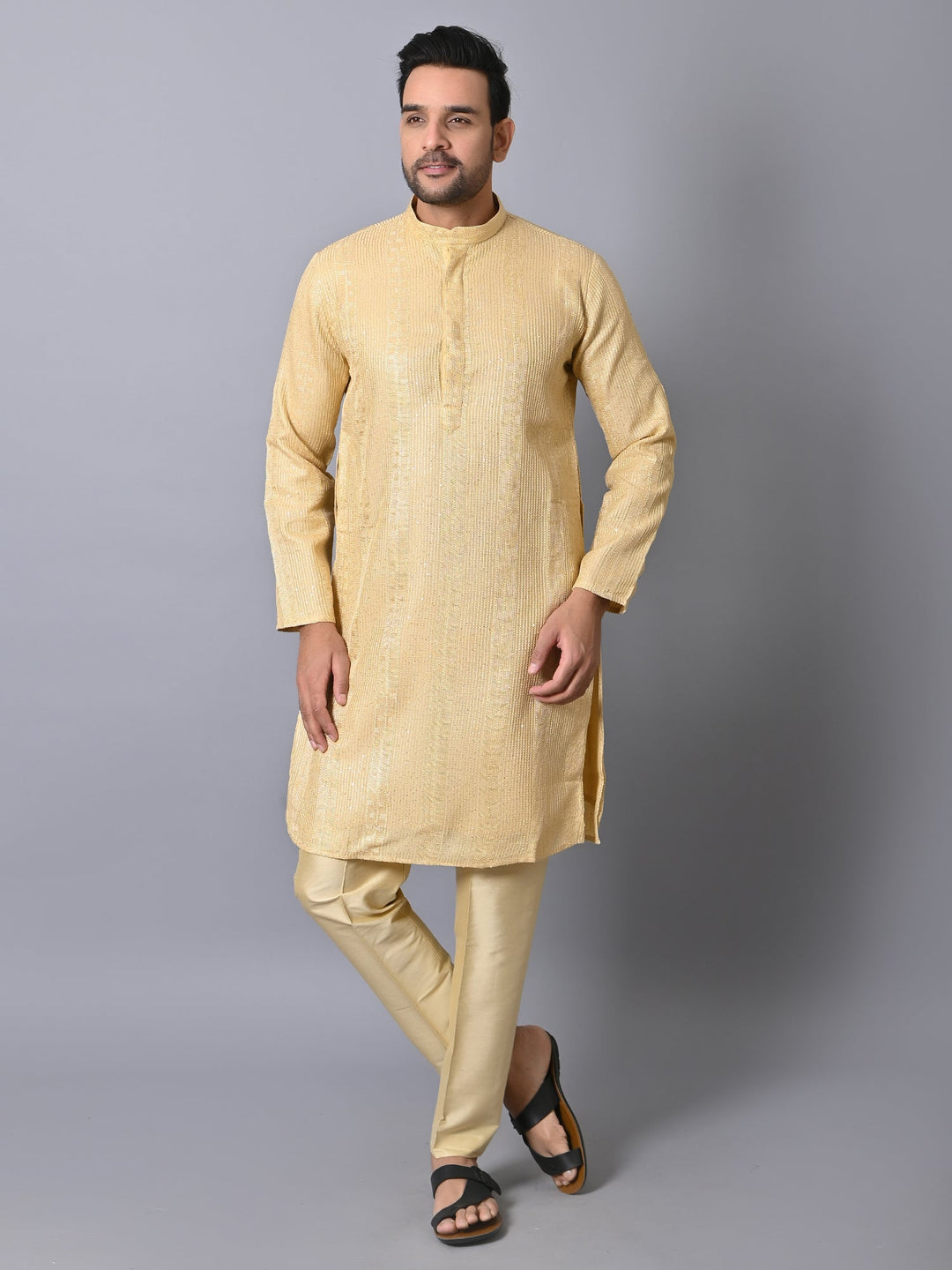 Striped Beige Kurta Set