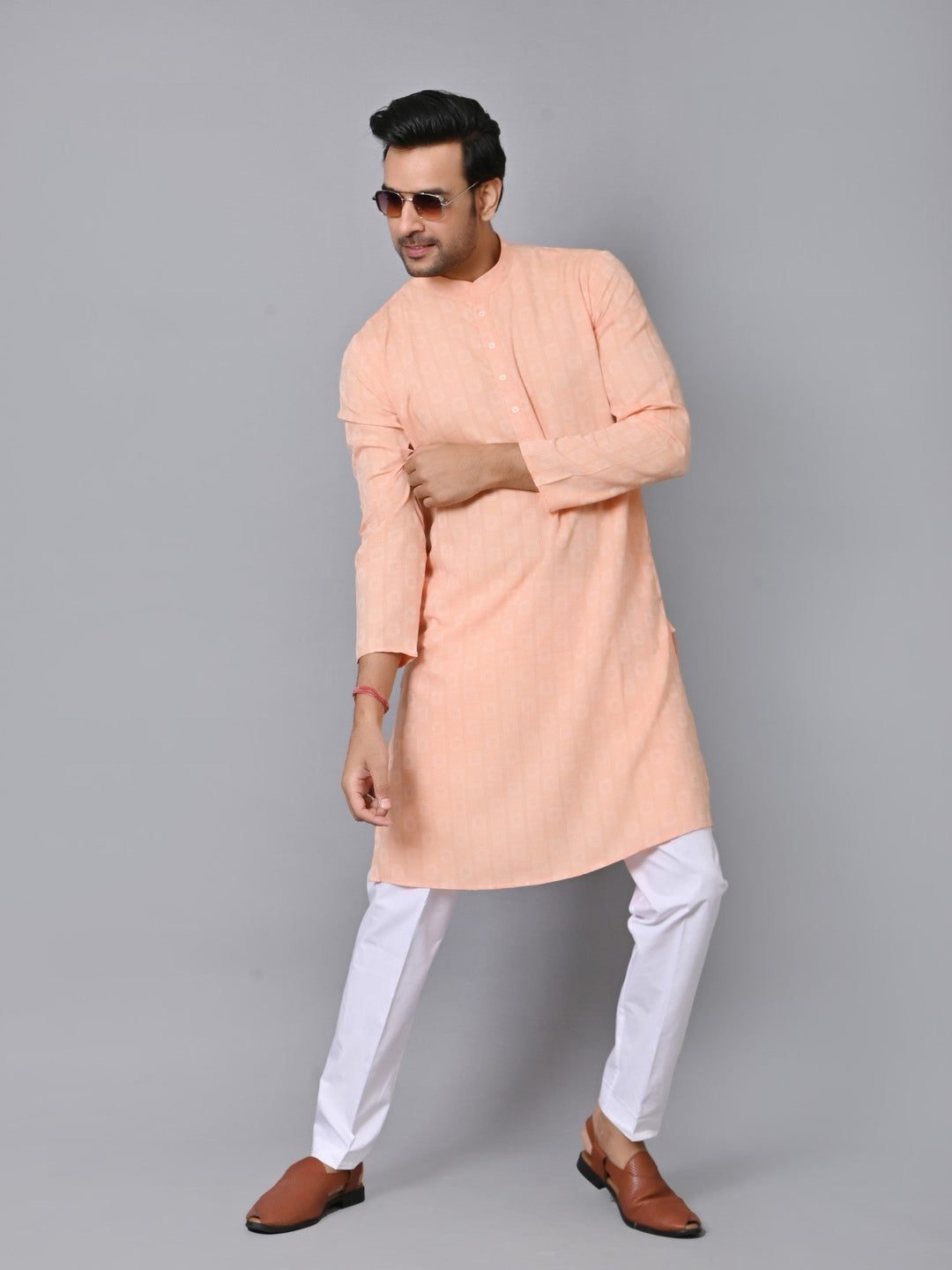 Striped Orange Kurta Set