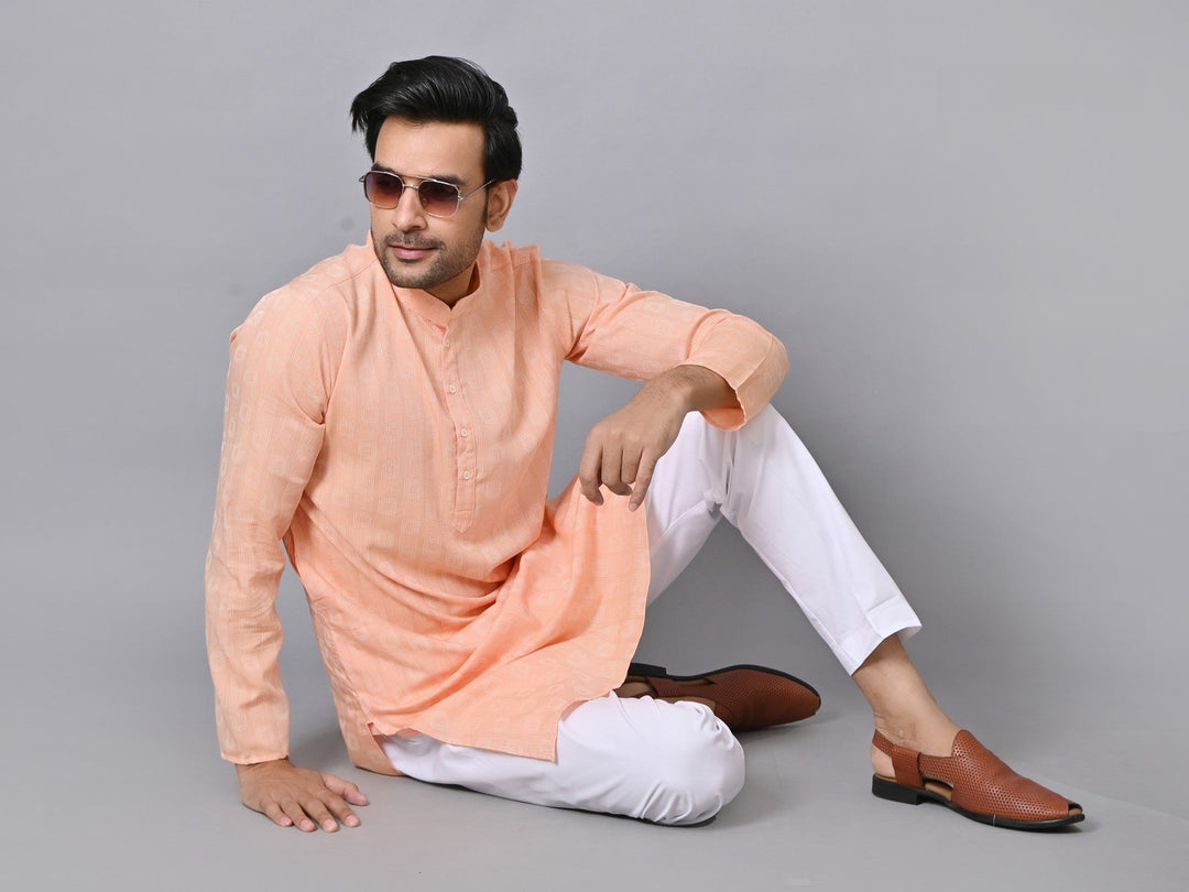 Striped Orange Kurta Set