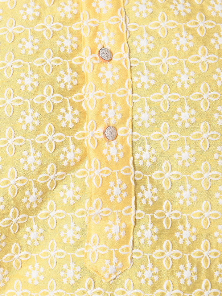 Chikan Yellow Kurta Set