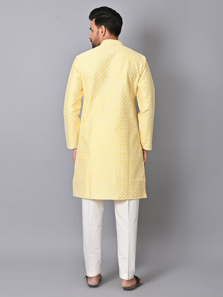 Chikan Yellow Kurta Set