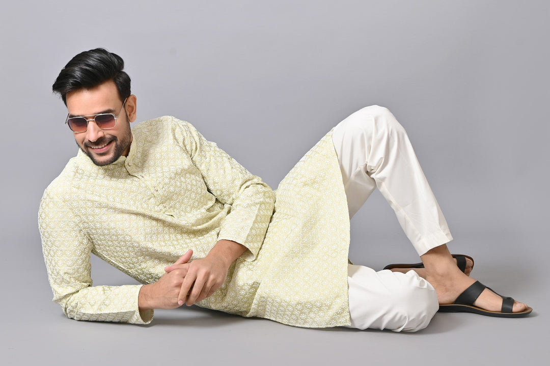 Chikan Green Kurta Set