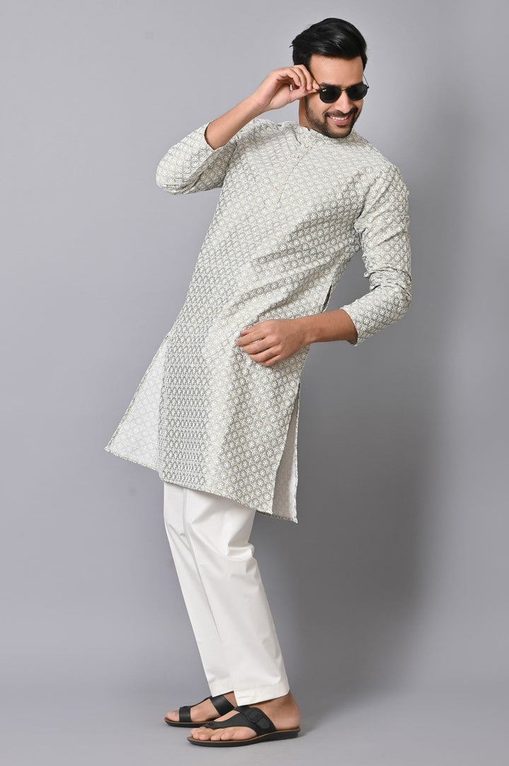 Chikan Grey Kurta Set