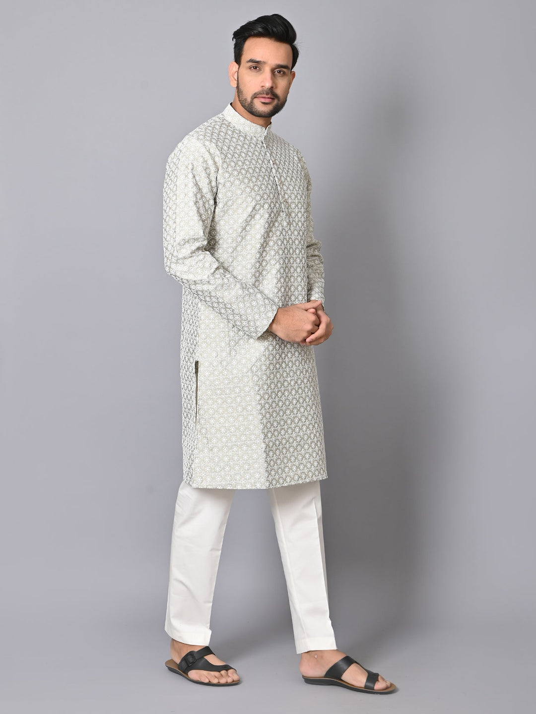 Chikan Grey Kurta Set