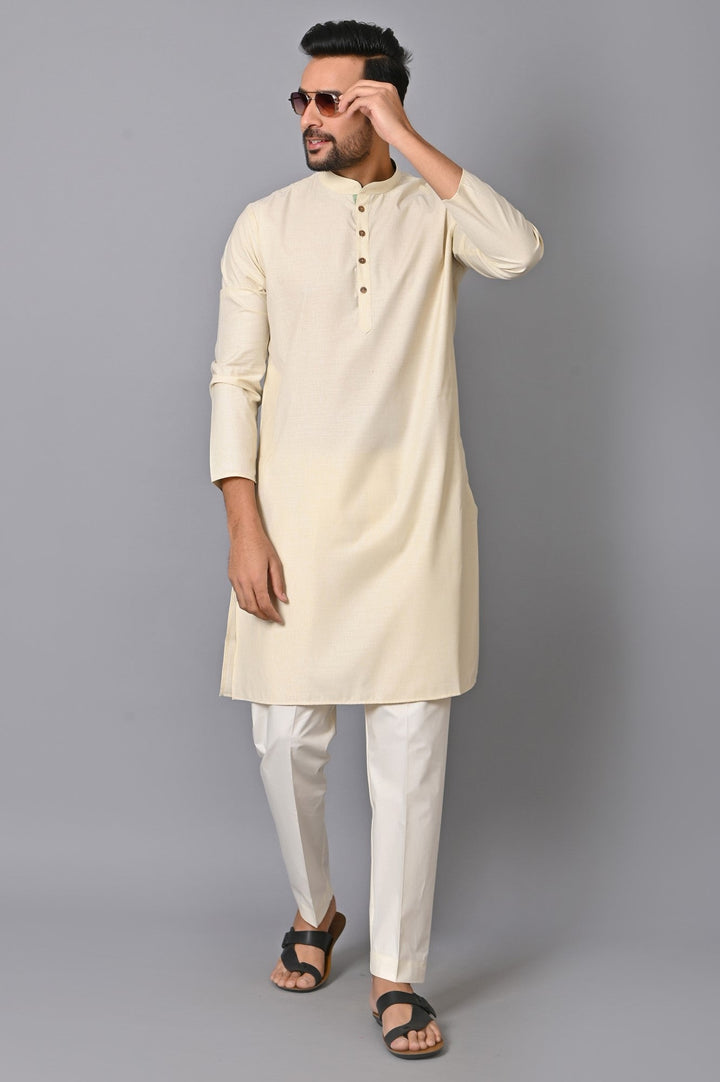 Solid Off White Kurta Set