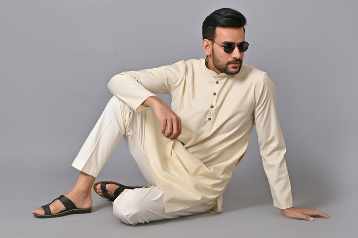 Solid Off White Kurta Set