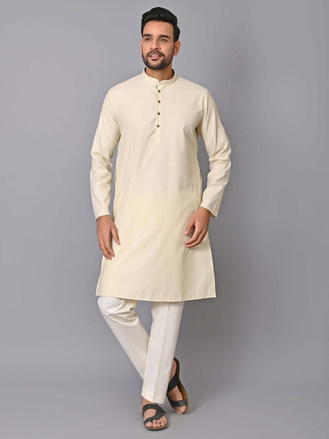 Solid Off White Kurta Set