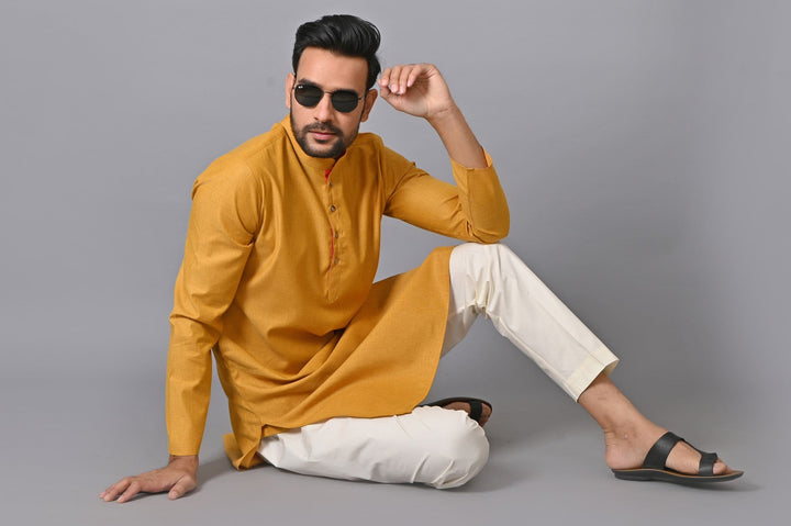 Solid Mustard Kurta Set