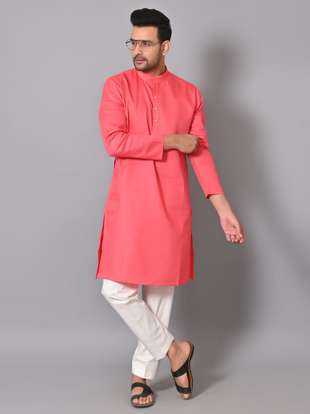Geometric Pink Kurta Set