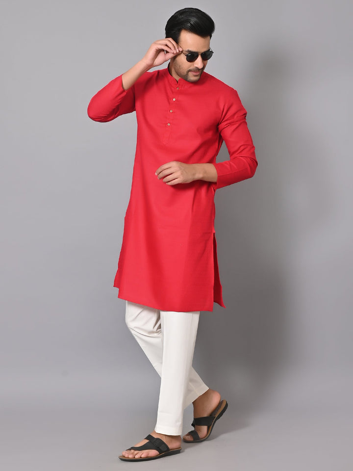 Geometric Red Kurta Set