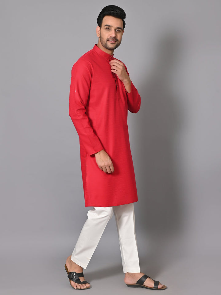 Geometric Red Kurta Set