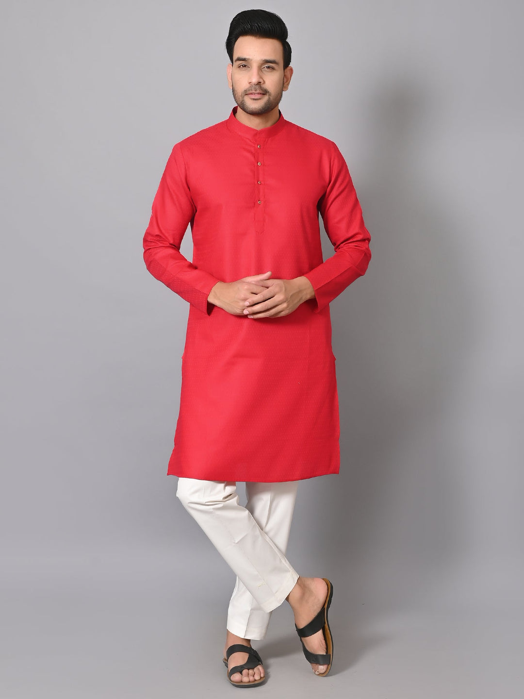 Geometric Red Kurta Set