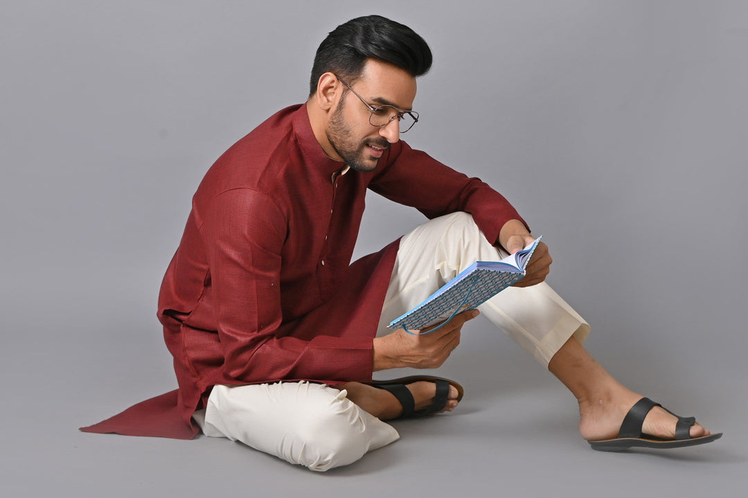 Solid Maroon Kurta Set