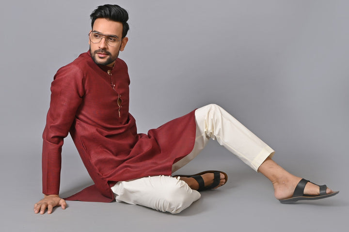 Solid Maroon Kurta Set