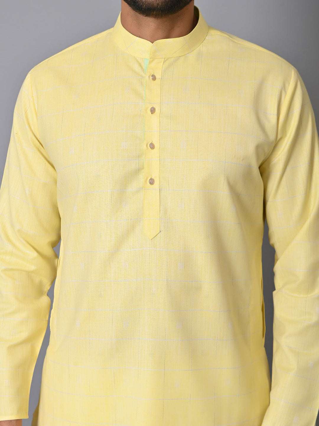 Checked Yellow Kurta Set