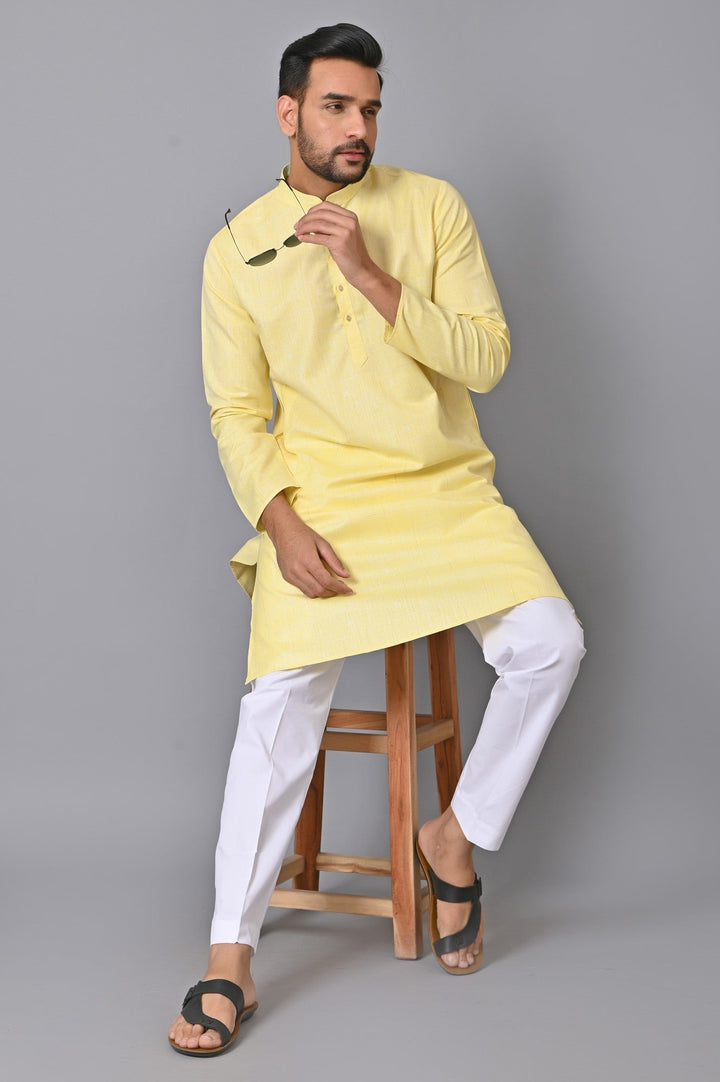 Checked Yellow Kurta Set