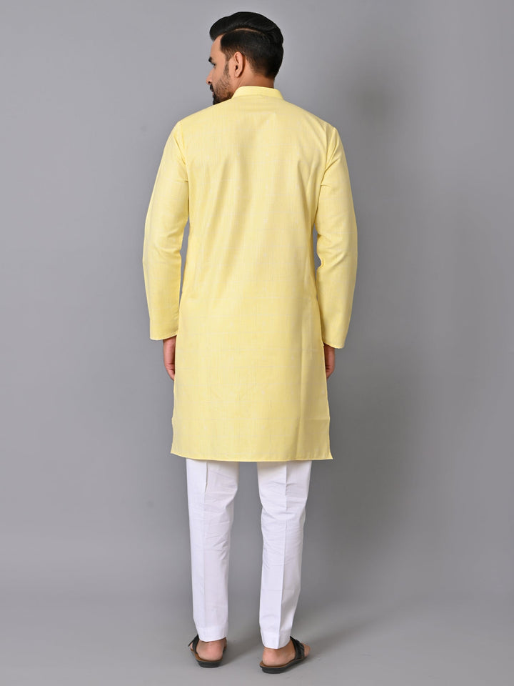 Checked Yellow Kurta Set