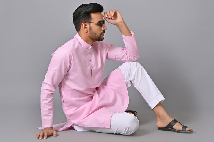 Checked Pink Kurta Set