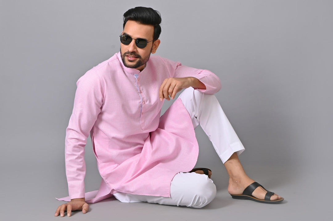 Checked Pink Kurta Set