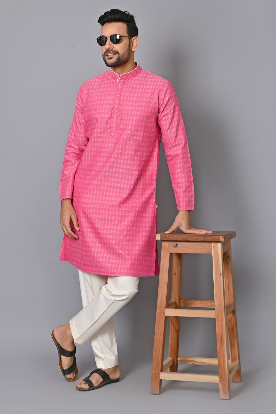 Ethnic Motifs Pink Kurta Set