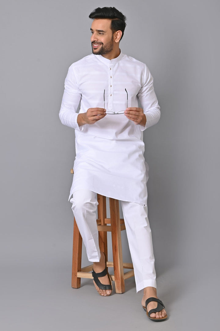 Striped White Kurta Set