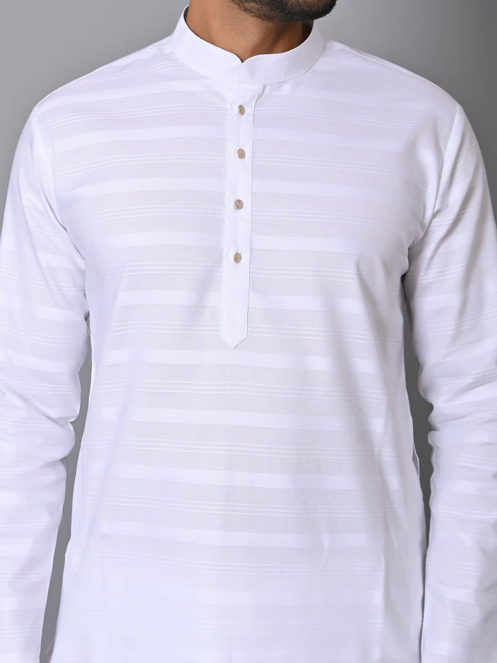 Striped White Kurta Set