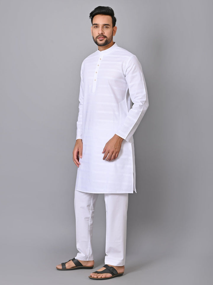 Striped White Kurta Set