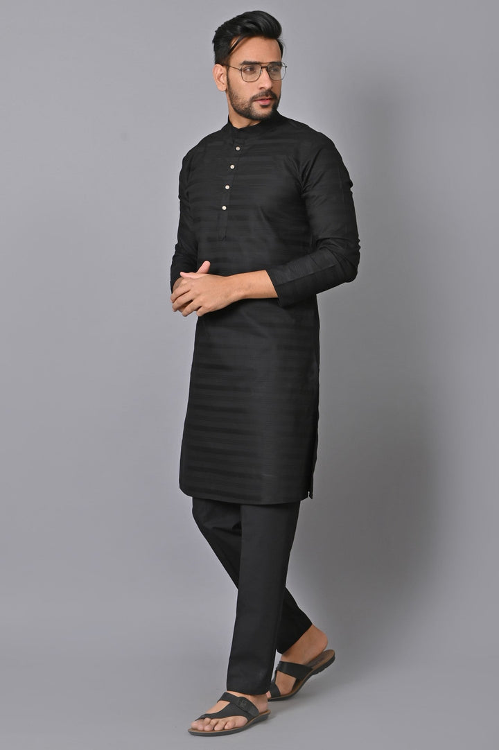 Striped Black Kurta Set