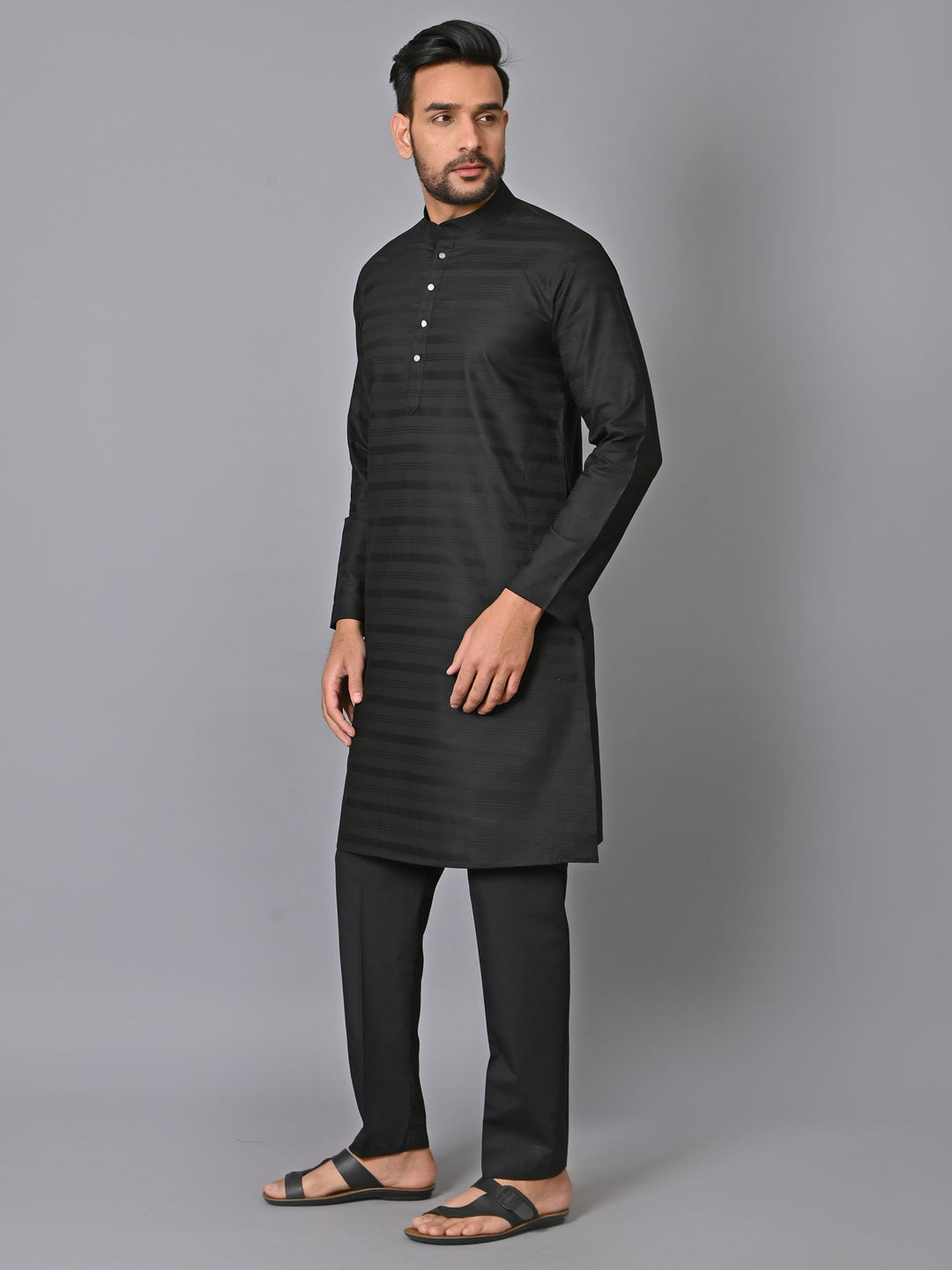 Striped Black Kurta Set