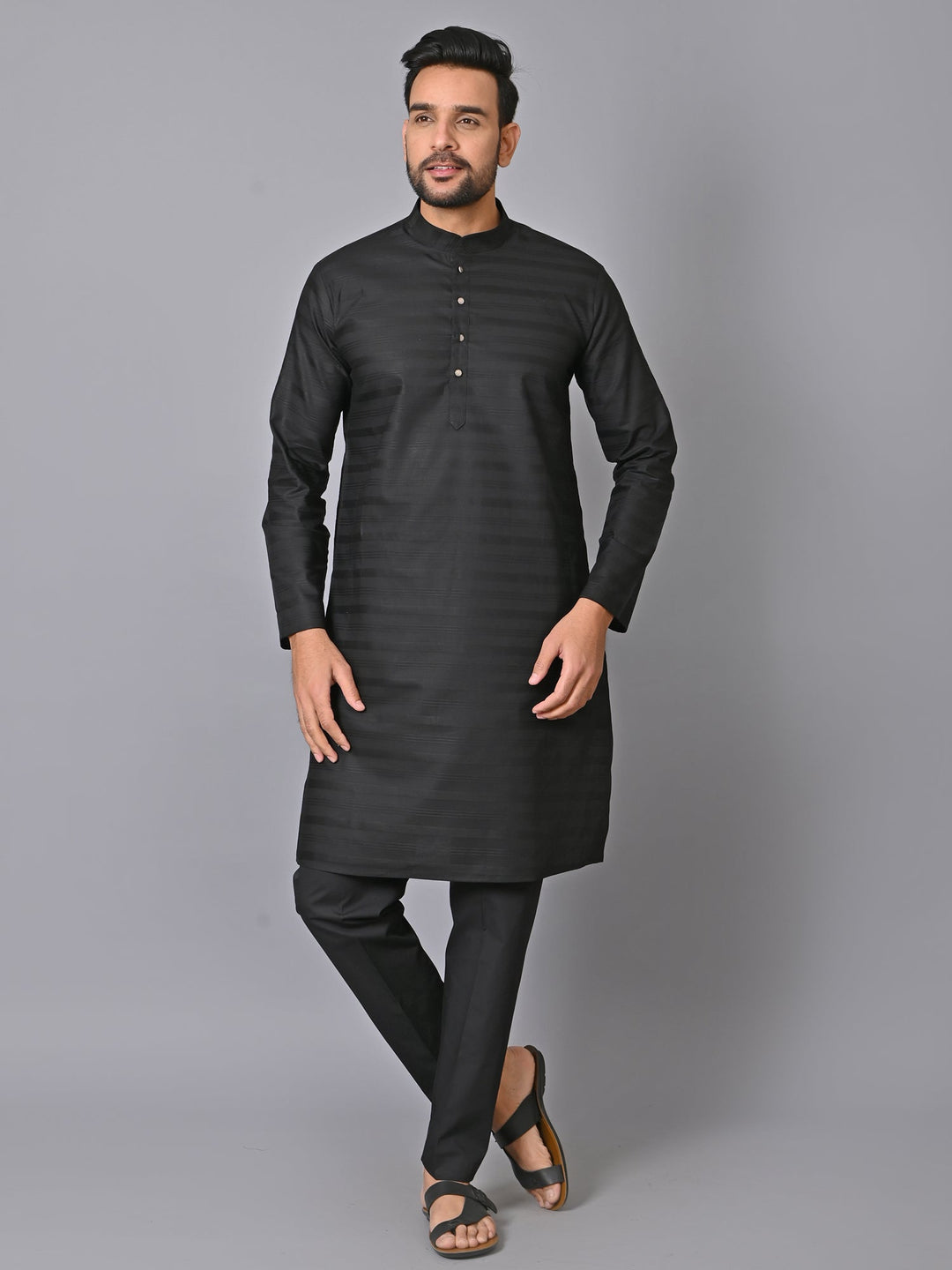 Striped Black Kurta Set