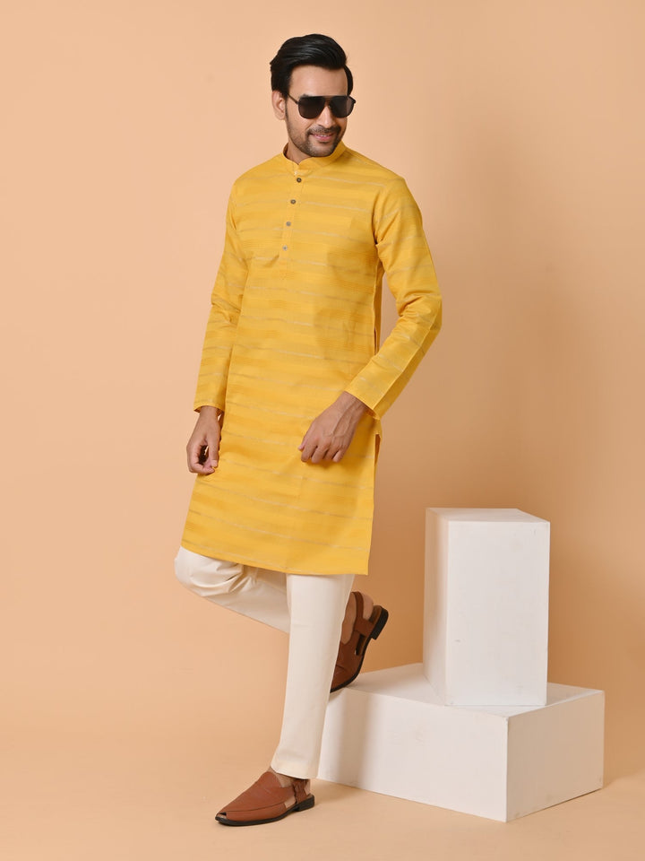 Striped Mustard Kurta Set