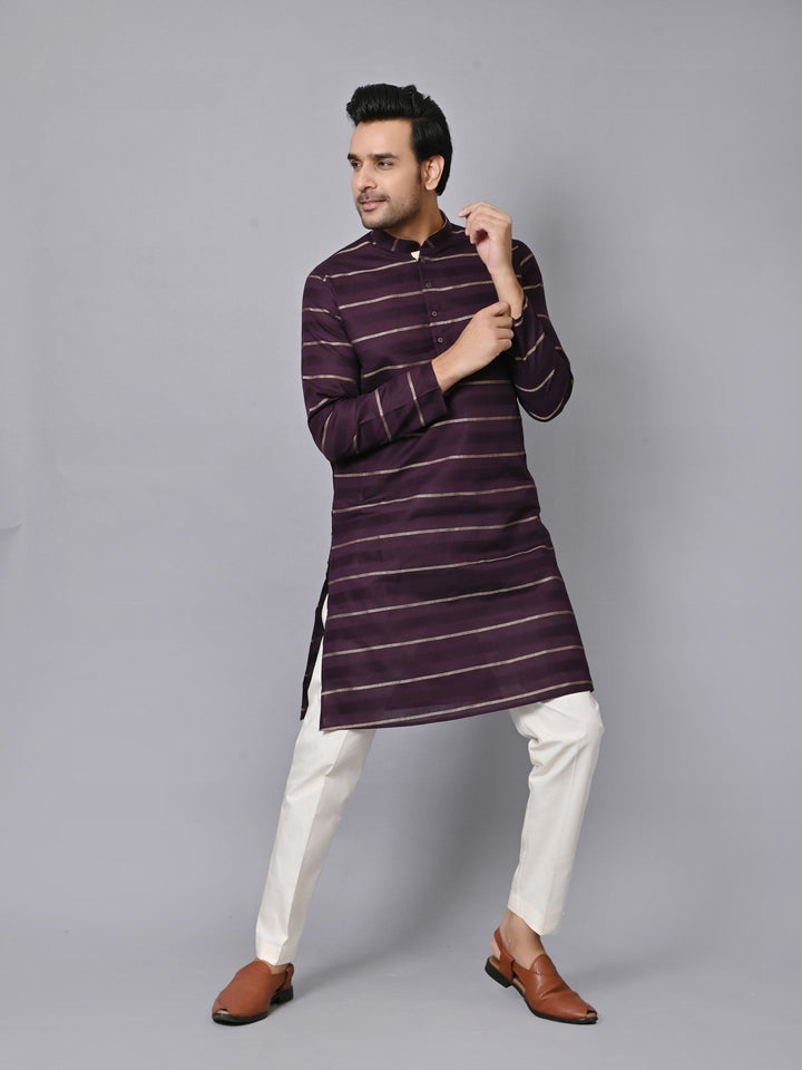Striped Purple Kurta Set