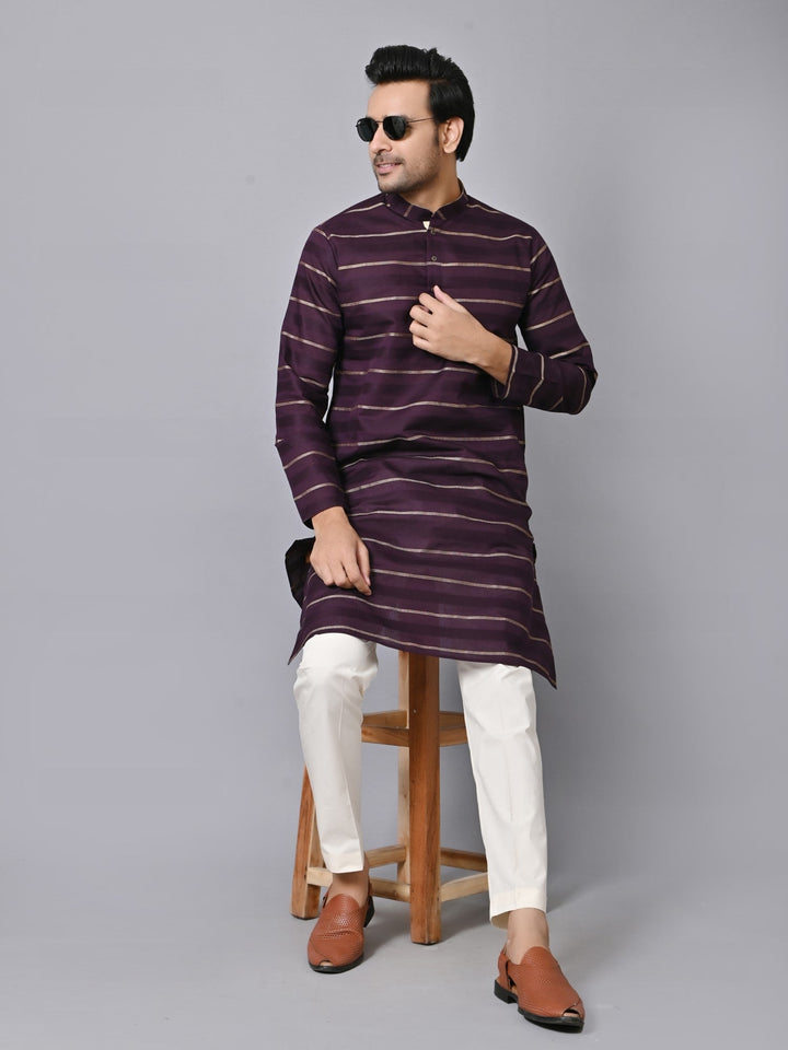 Striped Purple Kurta Set