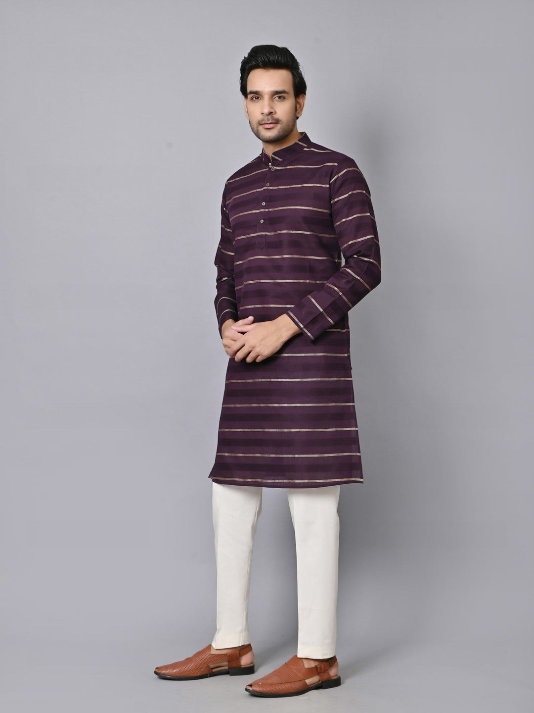 Striped Purple Kurta Set