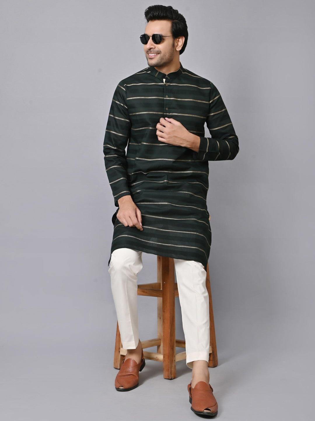 Striped Green Kurta Set