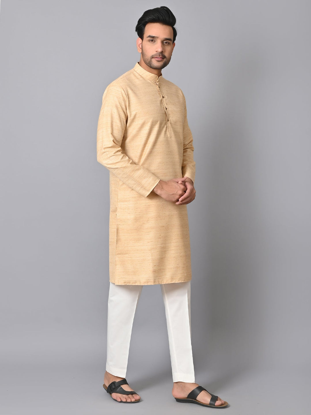 Striped Beige Kurta Set