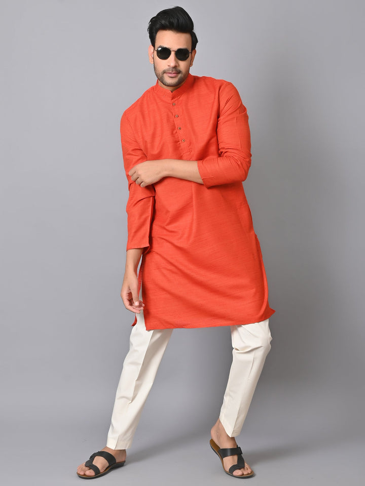 Striped Orange Kurta Set
