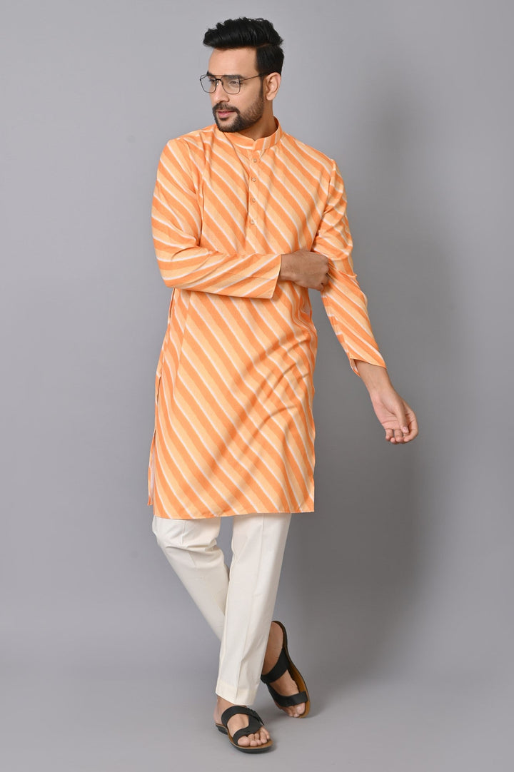 Leheriya Yellow Kurta Set