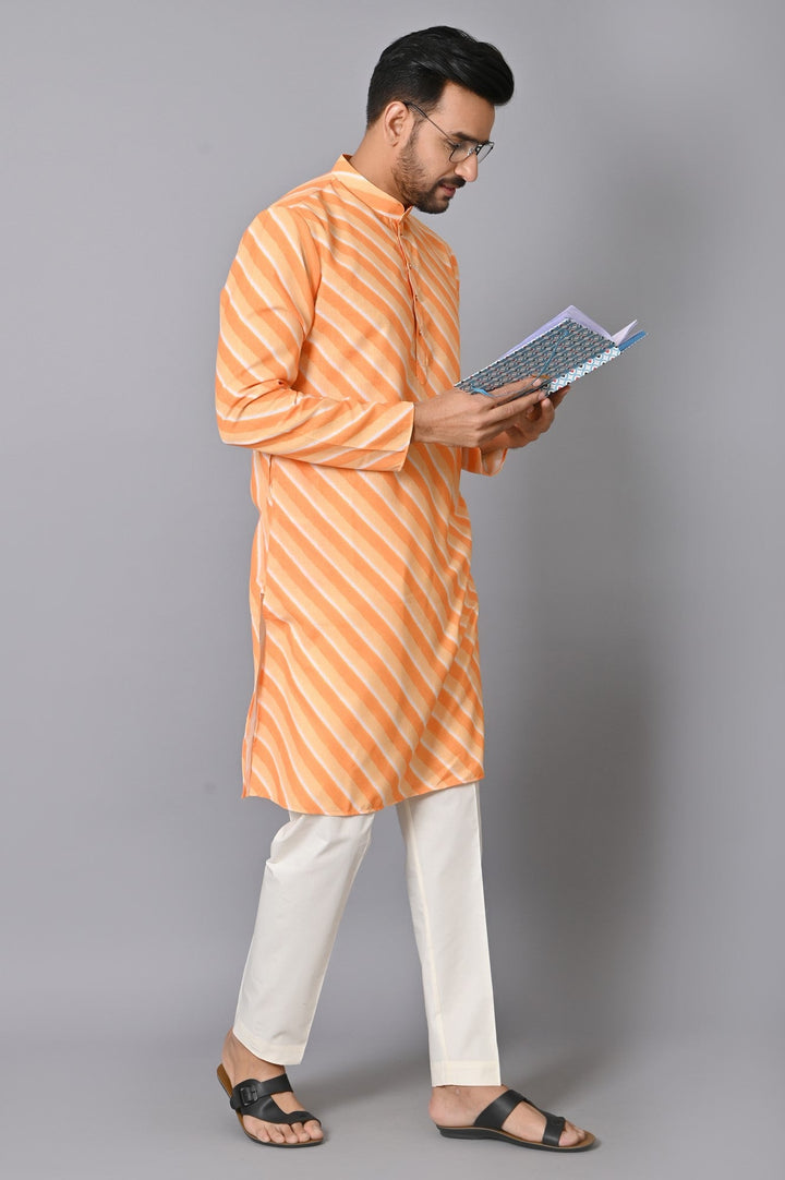 Leheriya Yellow Kurta Set