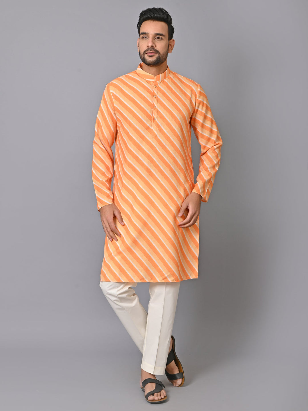 Leheriya Yellow Kurta Set