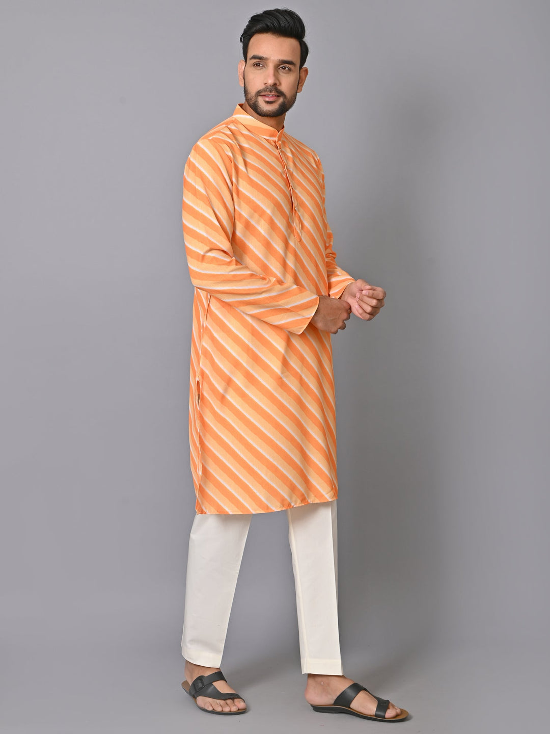 Leheriya Yellow Kurta Set